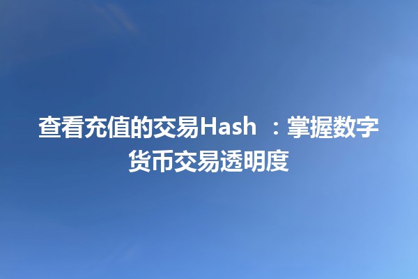 查看充值的交易Hash 🔍💸：掌握数字货币交易透明度