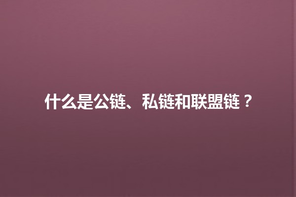什么是公链、私链和联盟链？🔗🚀