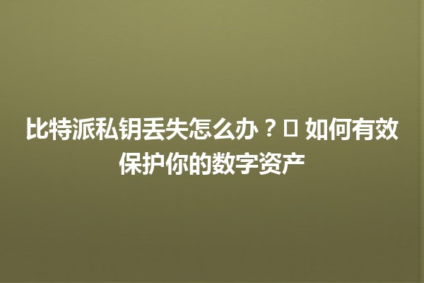 比特派私钥丢失怎么办？🗝️ 如何有效保护你的数字资产
