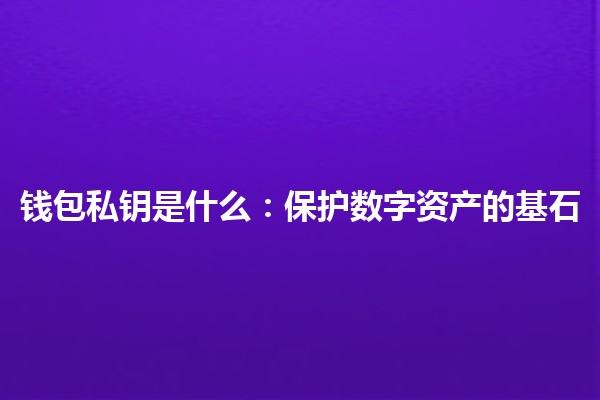 钱包私钥是什么：保护数字资产的基石