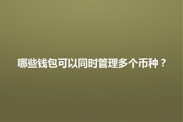 哪些钱包可以同时管理多个币种？💰🌐