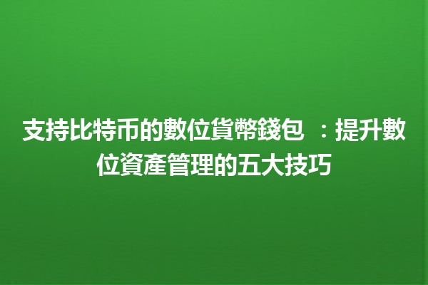支持比特币的數位貨幣錢包 💰🔒:提升數位資產管理的五大技巧 支持比特币的數位貨幣錢包 💰🔒:提升數位資產管理的五大技巧