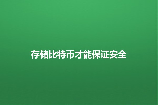 存储比特币才能保证安全🔐💰