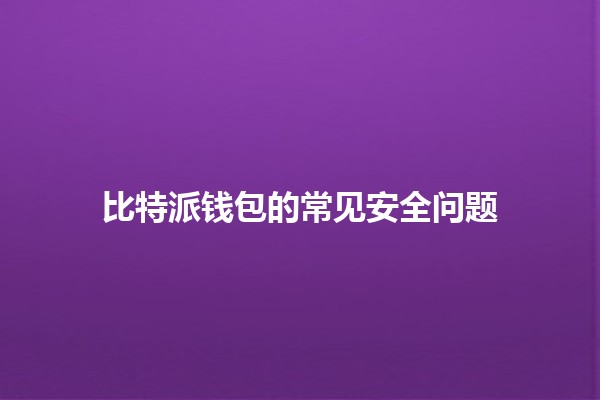 比特派钱包的常见安全问题🔒💰