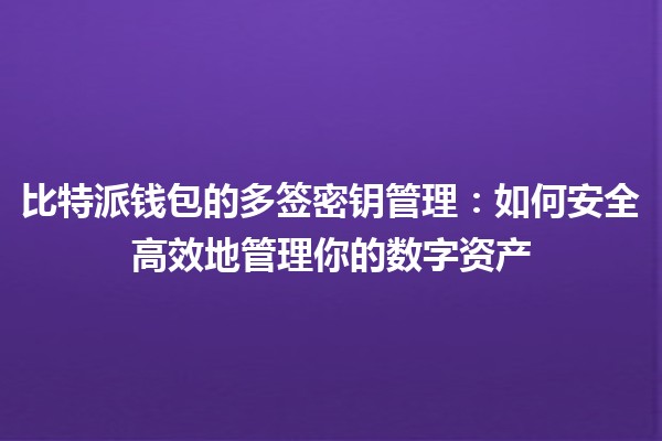 比特派钱包的多签密钥管理🔑💼：如何安全高效地管理你的数字资产