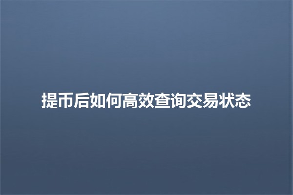 提币后如何高效查询交易状态💰📈