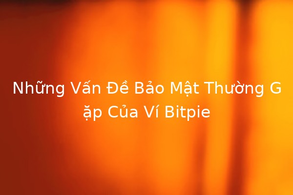 Những Vấn Đề Bảo Mật Thường Gặp Của Ví Bitpie 💼🔒