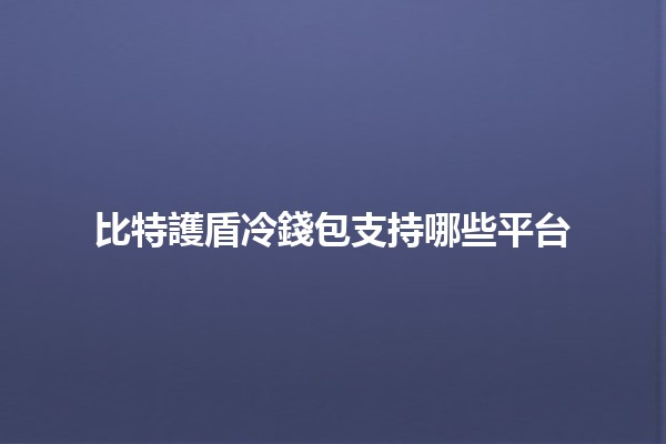 比特護盾冷錢包支持哪些平台❓💰